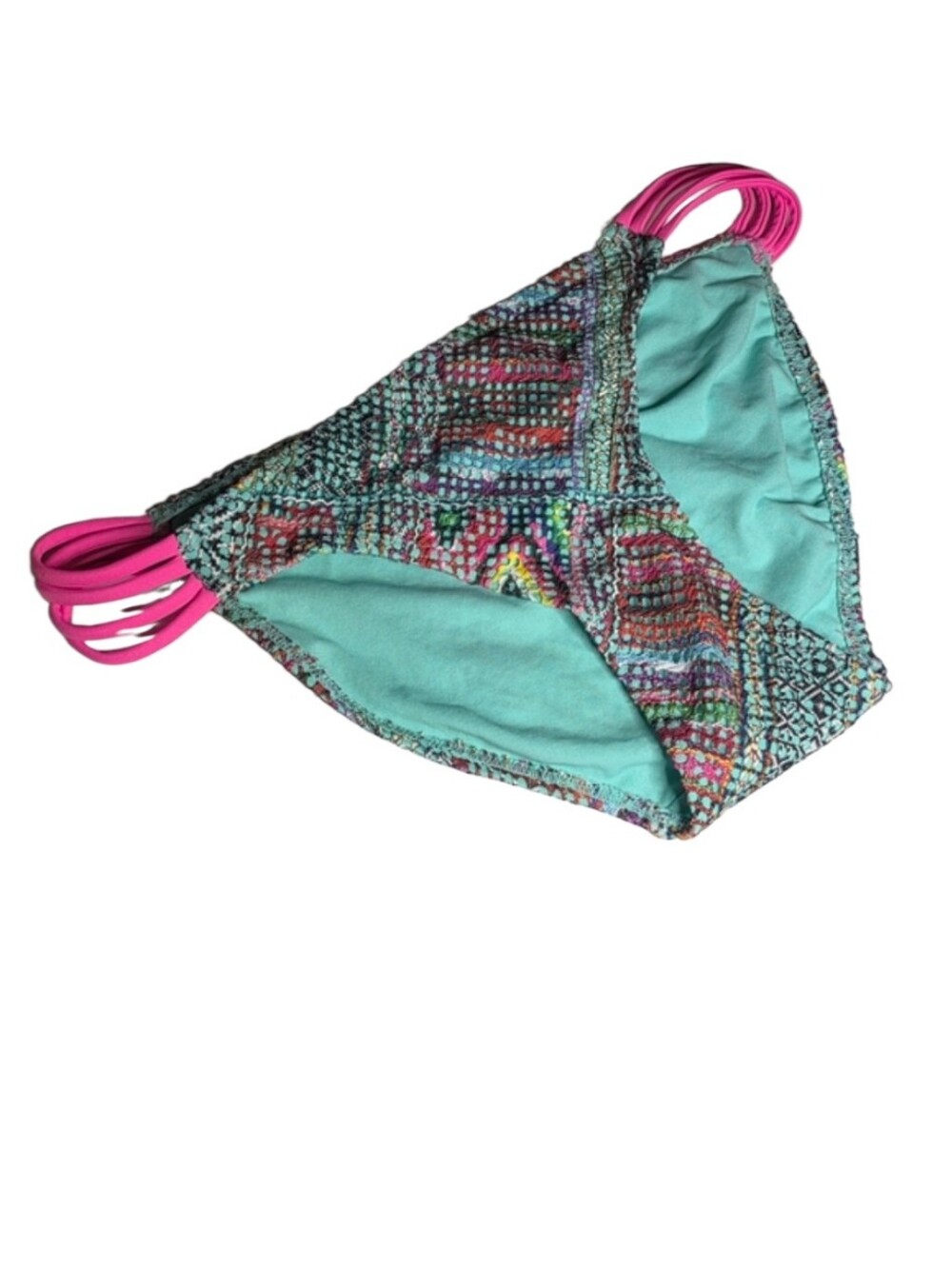 NWT Turquoise Bikini Bottom with Multicolor Trim